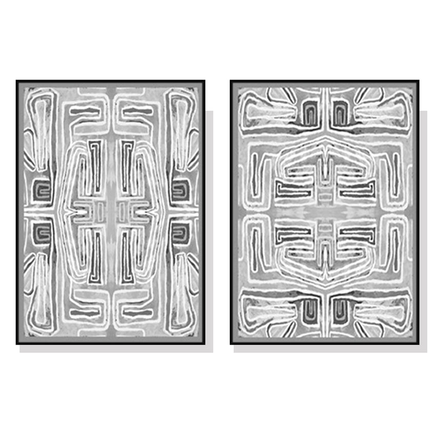 Wall Art 40cmx60cm Black White Pattern 2 Sets Black Frame Canvas Tristar Online