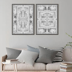 Wall Art 40cmx60cm Black White Pattern 2 Sets Black Frame Canvas Tristar Online