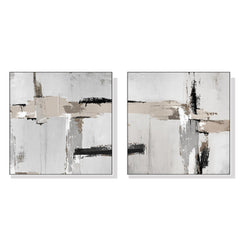 Wall Art 40cmx40cm Neutral Abstract 2 Sets White Frame Canvas Tristar Online