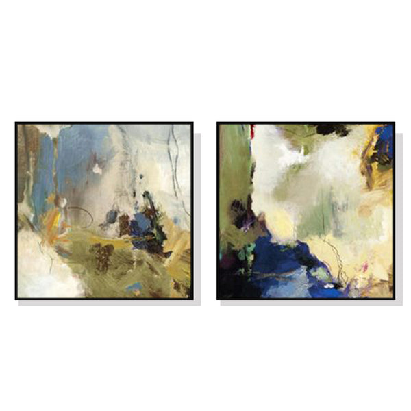 Wall Art 40cmx40cm Abstract Blue 2 Sets Black Frame Canvas Tristar Online