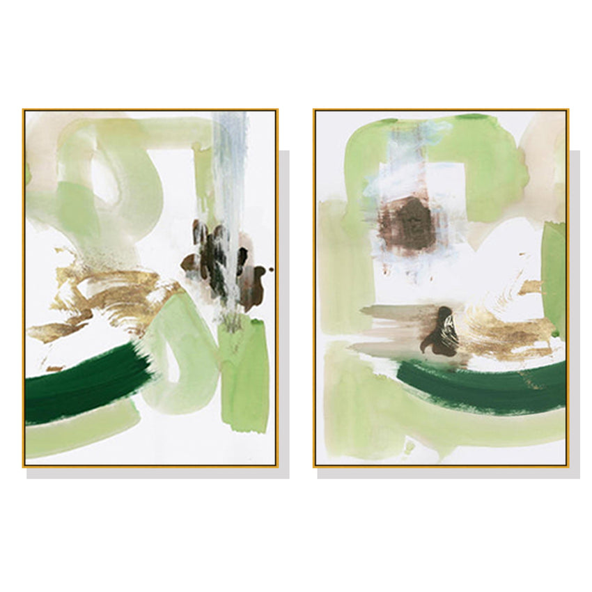 Wall Art 40cmx60cm Abstract Green Mint 2 Sets Gold Frame Canvas Tristar Online