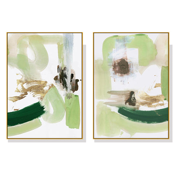 Wall Art 40cmx60cm Abstract Green Mint 2 Sets Gold Frame Canvas Tristar Online