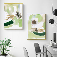 Wall Art 40cmx60cm Abstract Green Mint 2 Sets Gold Frame Canvas Tristar Online