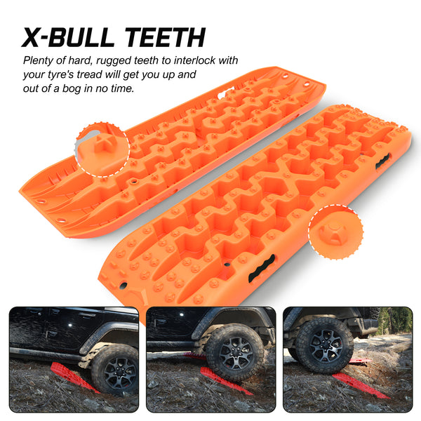 X-BULL 2PCS Recovery Tracks Snow Mud 4WD With Carry bag 4PC mounting bolts Orange Tristar Online