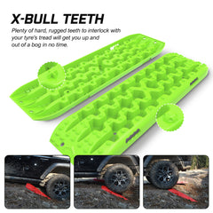 X-BULL 2PCS Recovery Tracks Snow Mud 4WD With Carry bag 4PC mounting bolts Green Tristar Online