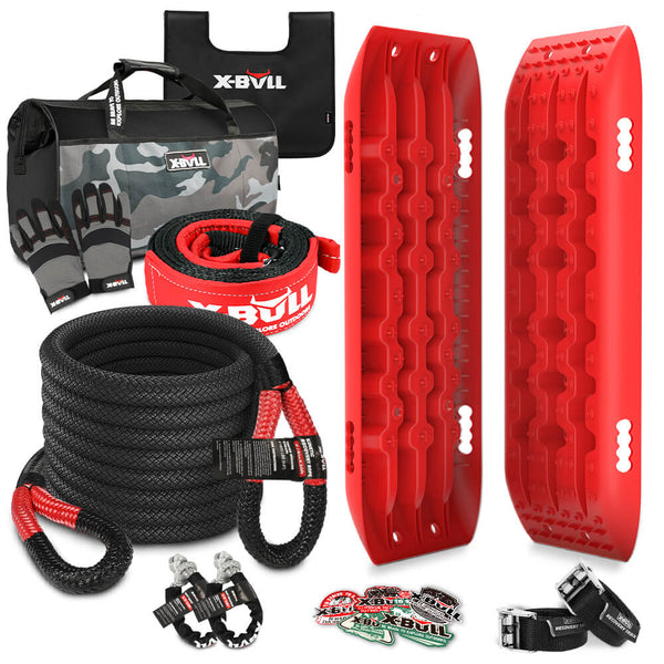 X-BULL Recovery Kit Kinetic Recovery Rope With 2PCS Recovery Tracks Gen2.0 Red Tristar Online