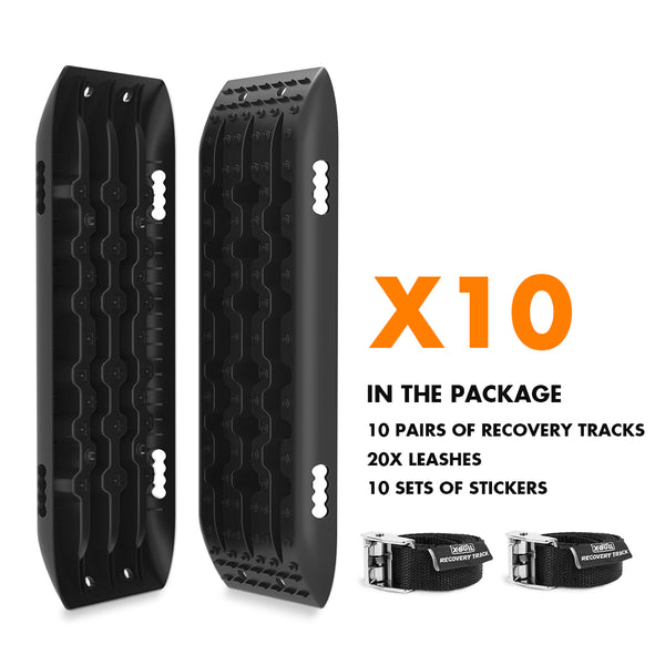 X-BULL 10 Pairs Recovery tracks Boards 4WD 4X4 10T Sand / Mud / Snow Gen 2.0 Black Tristar Online
