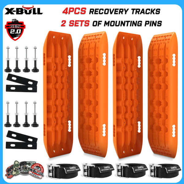 X-BULL 4WD Recovery tracks 10T 2 Pairs/ Sand tracks/ Mud tracks/  Mounting Bolts Pins Gen 2.0 -Orange Tristar Online