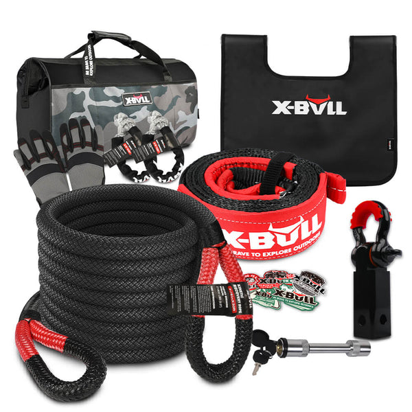 X-BULL Recovery Kit Kinetic Recovery Rope With Hitch Receiver 5T Recovery Receiver Tristar Online