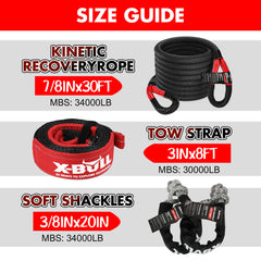 X-BULL Recovery Kit Kinetic Recovery Rope With Hitch Receiver 5T Recovery Receiver Tristar Online