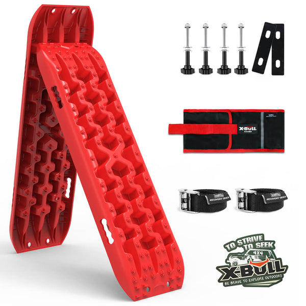 X-BULL 2PCS Recovery Tracks Snow Tracks Mud tracks 4WD With 4PC mounting bolts Red Tristar Online