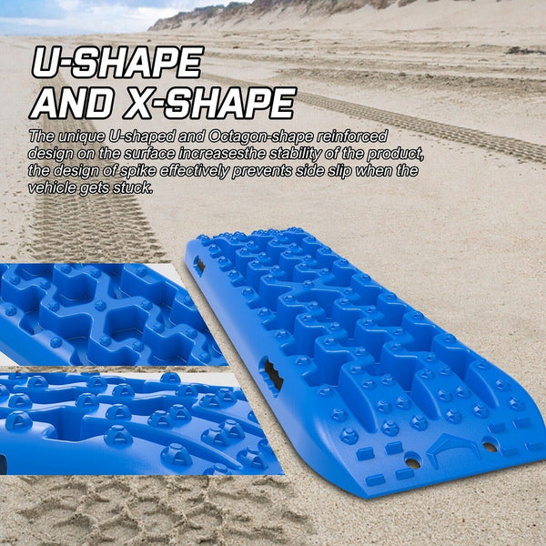 X-BULL 2PCS Recovery Boards Tracks Snow Tracks Mud tracks 4WD With 4PC mounting bolts Blue Tristar Online
