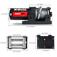 X-BULL 3000LBS Electric Winch Steel Wire Cable 12V Boat ATV UTV Winch Trailer 4 Units Tristar Online