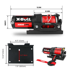 X-BULL 12V Electric Winch Boat 3000LBS Synthetic Rope Wireless Remote ATV 4WD 2 Units Tristar Online