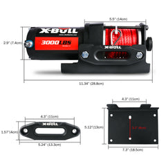 X-BULL Electric Winch 12V Wireless 3000lbs/1360kg Synthetic Rope BOAT ATV 4WD Tristar Online