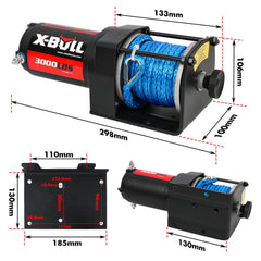 X-BULL 12V Electric Winch 3000LB ATV Winch Boat Trailer Winch Synthetic Rope Tristar Online