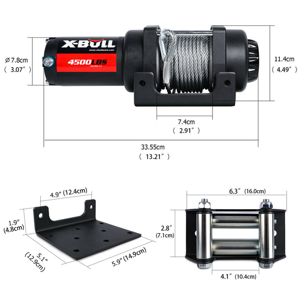 X-BULL Electric Winch 4500LBS/2041KG Steel Cable Wireless Remote Boat ATV 4WD Tristar Online