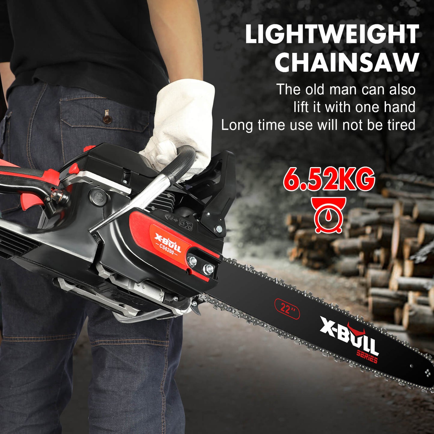 X-BULL Petrol Chainsaw Commercial 62CC 22" Bar E-Start Tree Pruning Top Handle Tristar Online