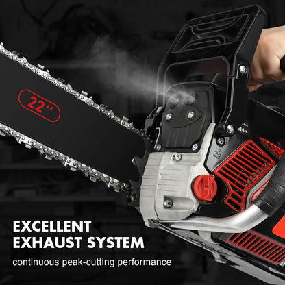 X-BULL Petrol Chainsaw Commercial 62CC 22" Bar E-Start Tree Pruning Top Handle Tristar Online