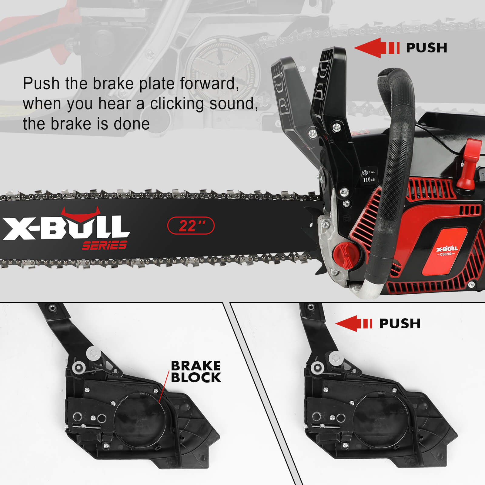 X-BULL Petrol Chainsaw Commercial 62CC 22" Bar E-Start Tree Pruning Top Handle Tristar Online