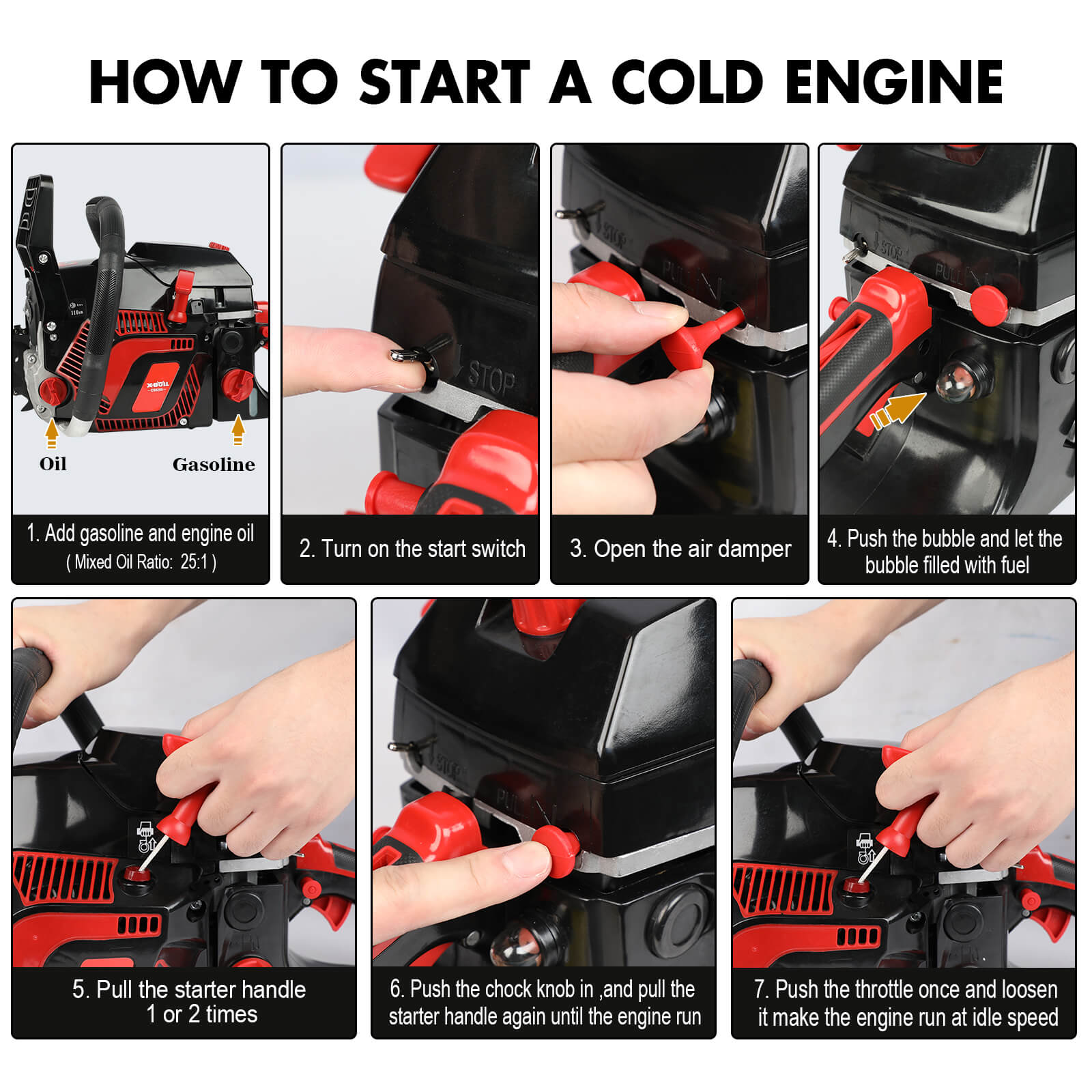 X-BULL Petrol Chainsaw Commercial 62CC 22" Bar E-Start Tree Pruning Top Handle Tristar Online