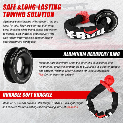 X-BULL Soft Shackle Synthetic Rope Recovery Snatch Ring /Recovery Hitch Receiver Tristar Online