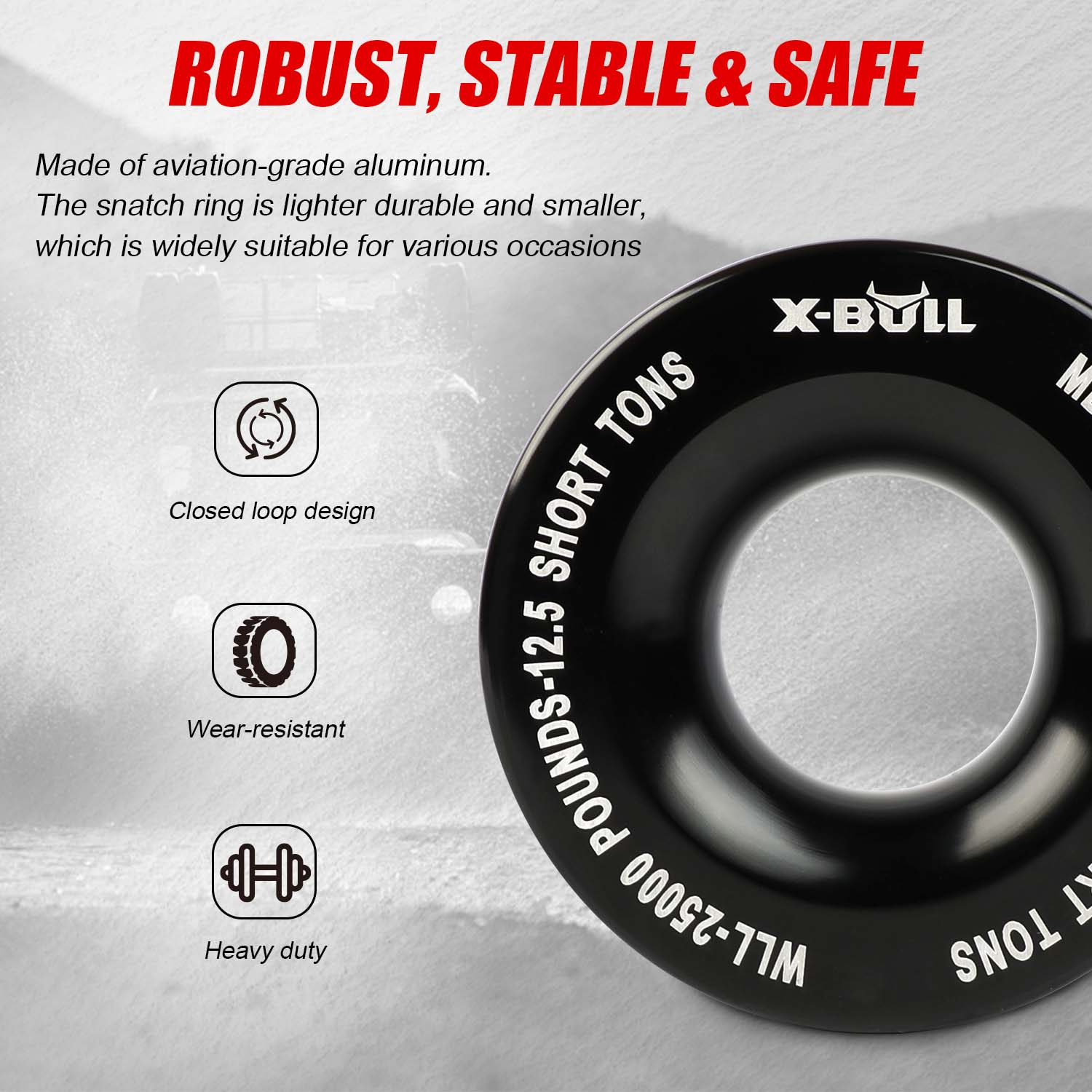 X-BULL Soft Shackle Synthetic Rope Recovery Snatch Ring /Recovery Hitch Receiver Tristar Online
