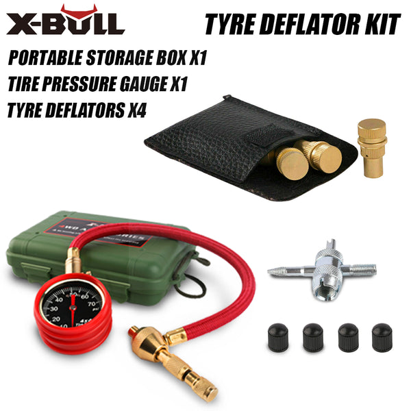 X-BULL Tyre Deflators Tire Automatic 4WD Pressure Gauge 4 Brass Deflator Tristar Online