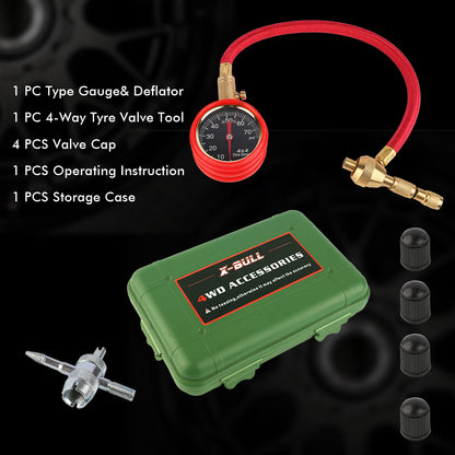 X-BULL Tyre Deflators Tire Automatic 4WD Pressure Gauge 4 Brass Deflator Tristar Online