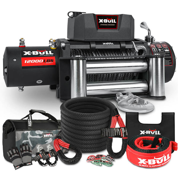 X-BULL 4WD Recovery Kit Kinetic Recovery Rope With 12000LBS Electric Winch 12V Winch 4WD 4X4 Offroad Tristar Online