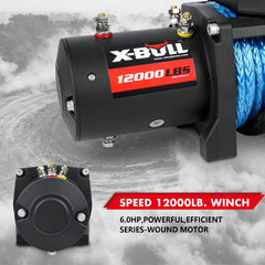 X-BULL 12V Electric Winch 12000LBS synthetic rope with 4PCS Recovery Tracks Gen3.0 Black Tristar Online