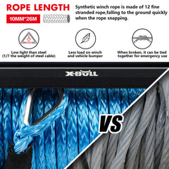 X-BULL 12V Electric Winch 12000LBS synthetic rope 4wd Jeep with Tire Deflator Tristar Online