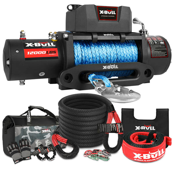 X-BULL 4WD Recovery Kit Kinetic Recovery Rope With 4WD Winch 12000LBS Electric Winch 12V 4X4 Offroad Tristar Online