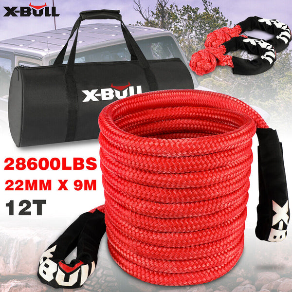 X-BULL Kinetic Rope 22mm x 9m Snatch Strap Recovery Kit Dyneema Tow Winch Tristar Online