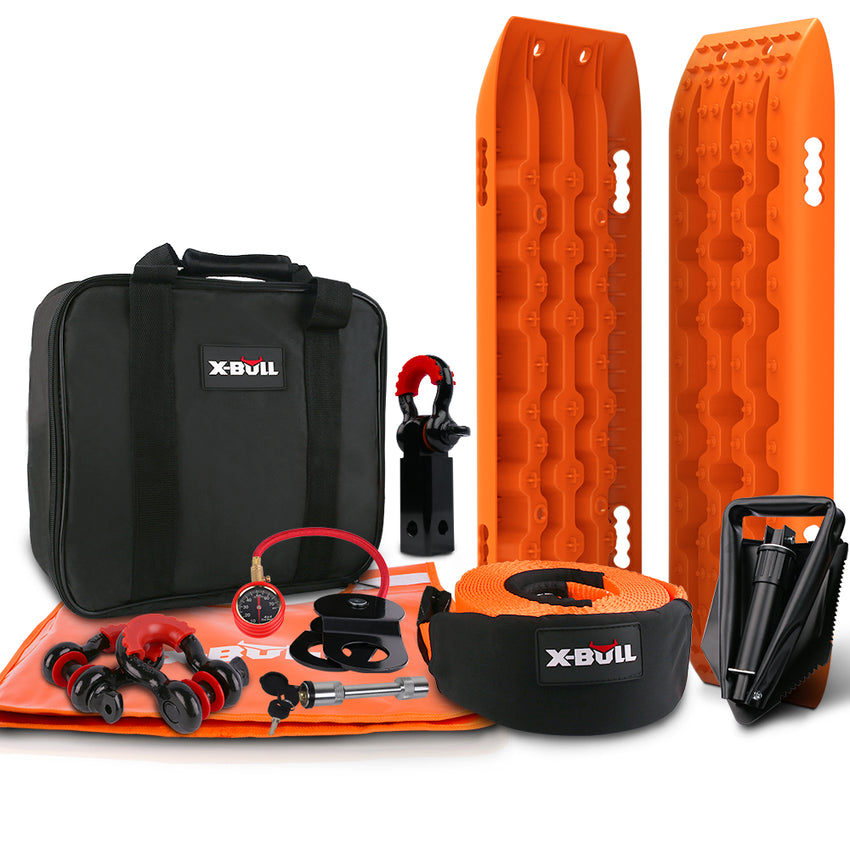 X-BULL Winch Recovery Kit Recovery tracks /Snatch Strap Off Road 4WD orange Tristar Online