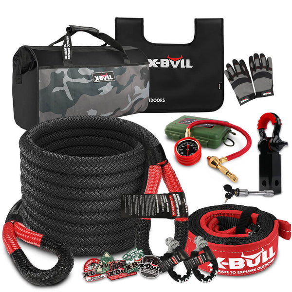 X-BULL Recovery Rope kit Snatch Strap Soft Shackles Hitch receiver Kinetic Tire Deflator Tristar Online