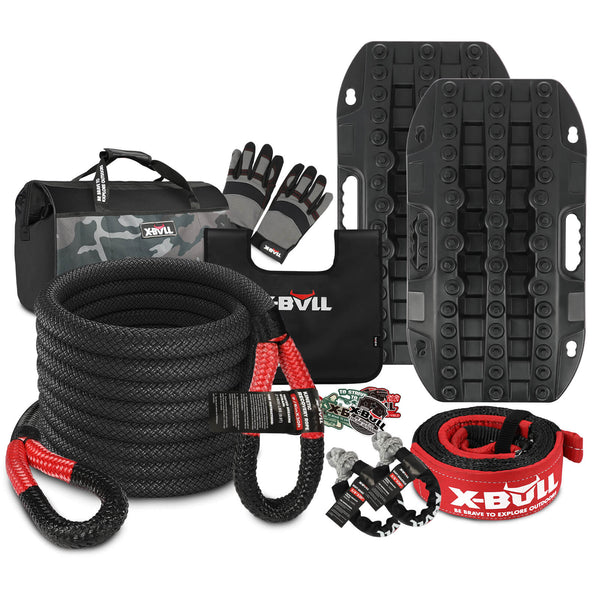X-BULL 4WD Recovery Kit 15PCS Winch Recovery track Kinetic Rope Snatch Strap 4X4 Tristar Online