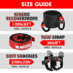 X-BULL 4WD Recovery Kit 15PCS Winch Recovery track Kinetic Rope Snatch Strap 4X4 Tristar Online