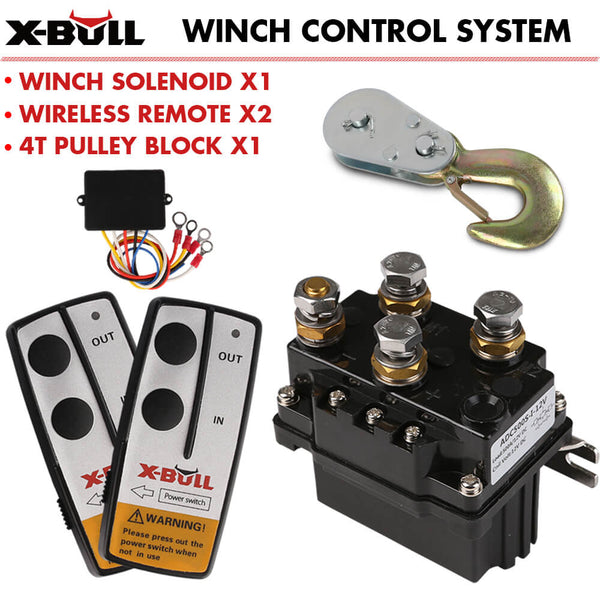 X-BULL Winch Solenoid Relay 12V 500A Winch Controller Twin Wireless Remote 4T Block Pulley Tristar Online
