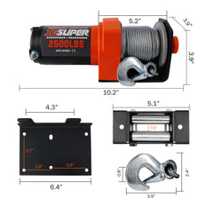 ZESUPER Electric Winch 2500LBS/1134KG 12V 15.2M Steel Cable ATV UTV 4WD 4X4 Boat Tristar Online