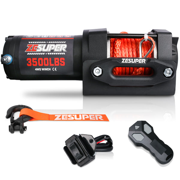 ZESUPER 12V Winch 3500LBS Electric Winch ATV Winch Synthetic Rope Trailer BOAT Tristar Online