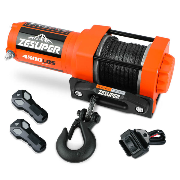ZESUPER 12V Electric Winch 4500lb Synthetic Rope Boat Winch ATV Winch Trailer Winch 4WD Tristar Online