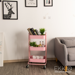 EKKIO Kitchen Trolley Cart 3 Tier (Pink) EK-KTC-102-DSH Tristar Online