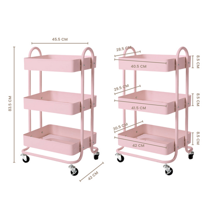 EKKIO Kitchen Trolley Cart 3 Tier (Pink) EK-KTC-102-DSH Tristar Online