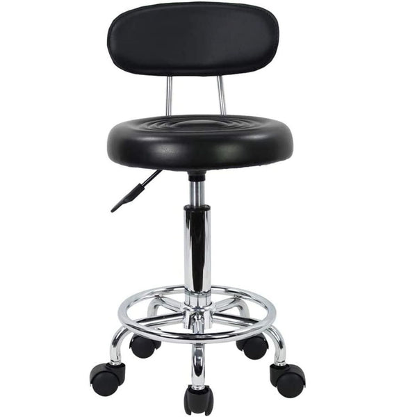 EKKIO Backrest Round Salon Stool with Adjustable Height (Black) EK-SS-101-YB Tristar Online