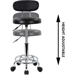 EKKIO Backrest Round Salon Stool with Adjustable Height (Black) EK-SS-101-YB Tristar Online