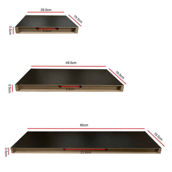 Ekkio Floating Shelf Set of 3 Black EK-WS-100-SH Tristar Online