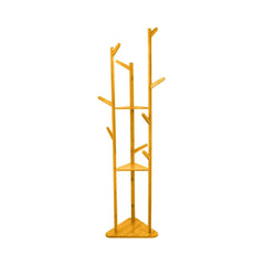 Ekkio Modern Style Sturdy Construction Bamboo Clothing Rack With 9 Hooks Multi Layer Shelf (Natural) Tristar Online