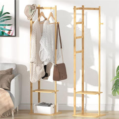EKKIO Bamboo Clothing Rack with 3 Hanger Hooks (Natural Wood) EK-BCR-100-JS Tristar Online