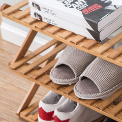 Ekkio Eco-Friendly & Non-Toxic Sturdy 6 Tier Foldable Bamboo Shoe Rack Brown Tristar Online